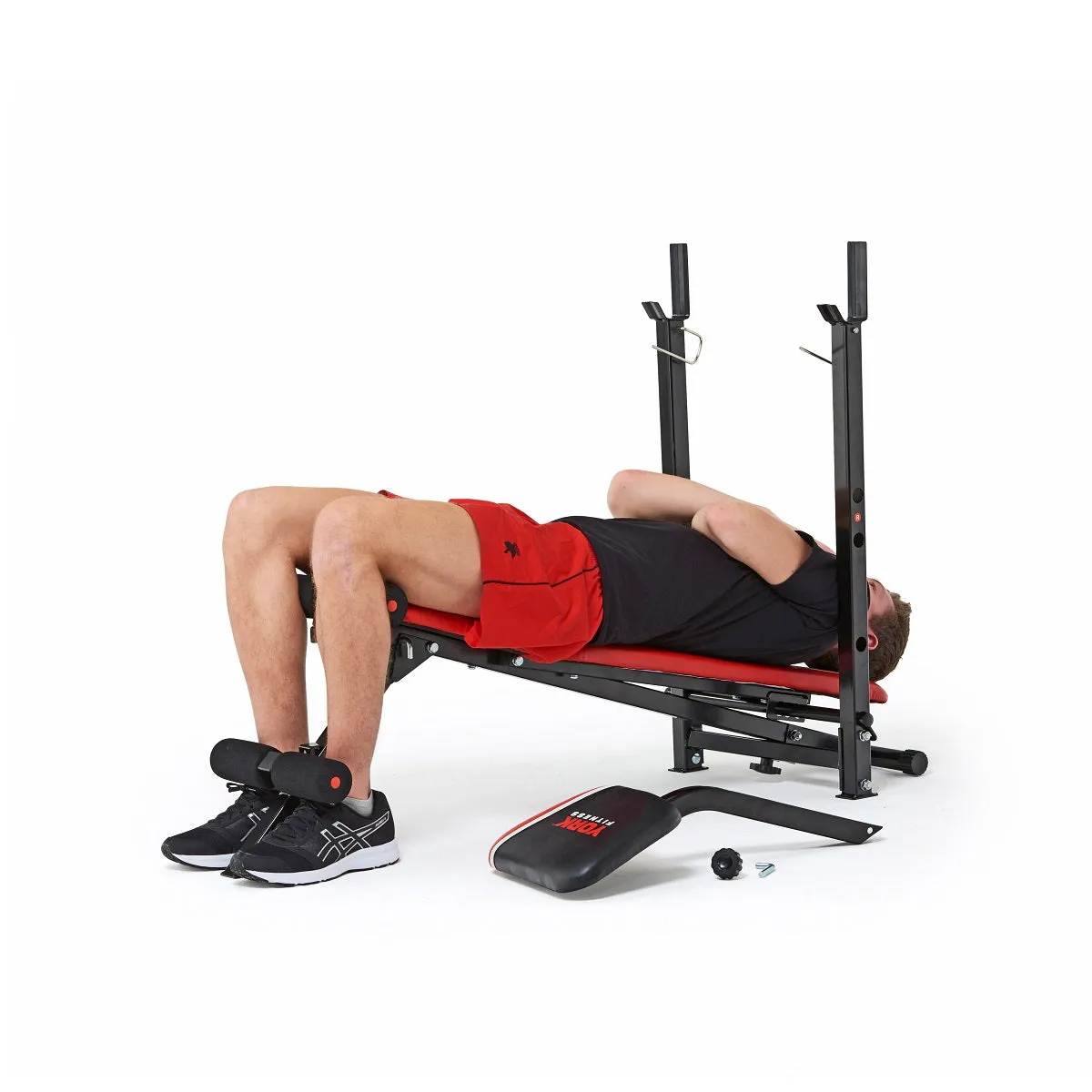 York Fitness Warrior 2 in 1 Folding Barbell & Ab Bench with Curl