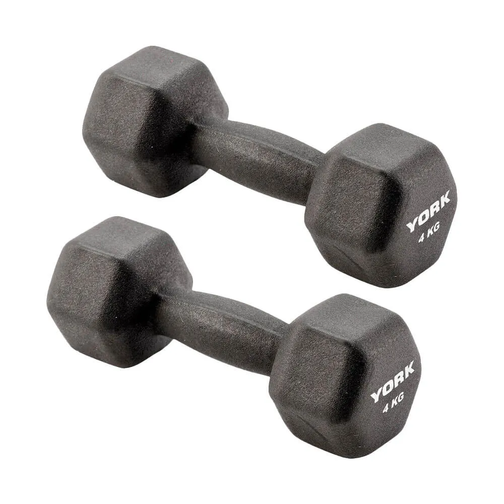 York Neoprene Hex Dumbbells 2 x 4kg