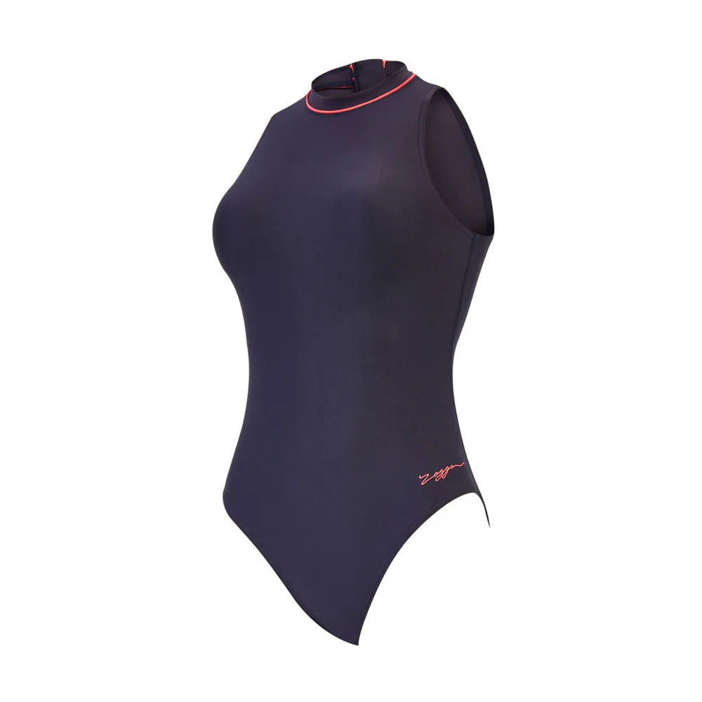 Zoggs Cable Zipped Hi Neck Swim Suit