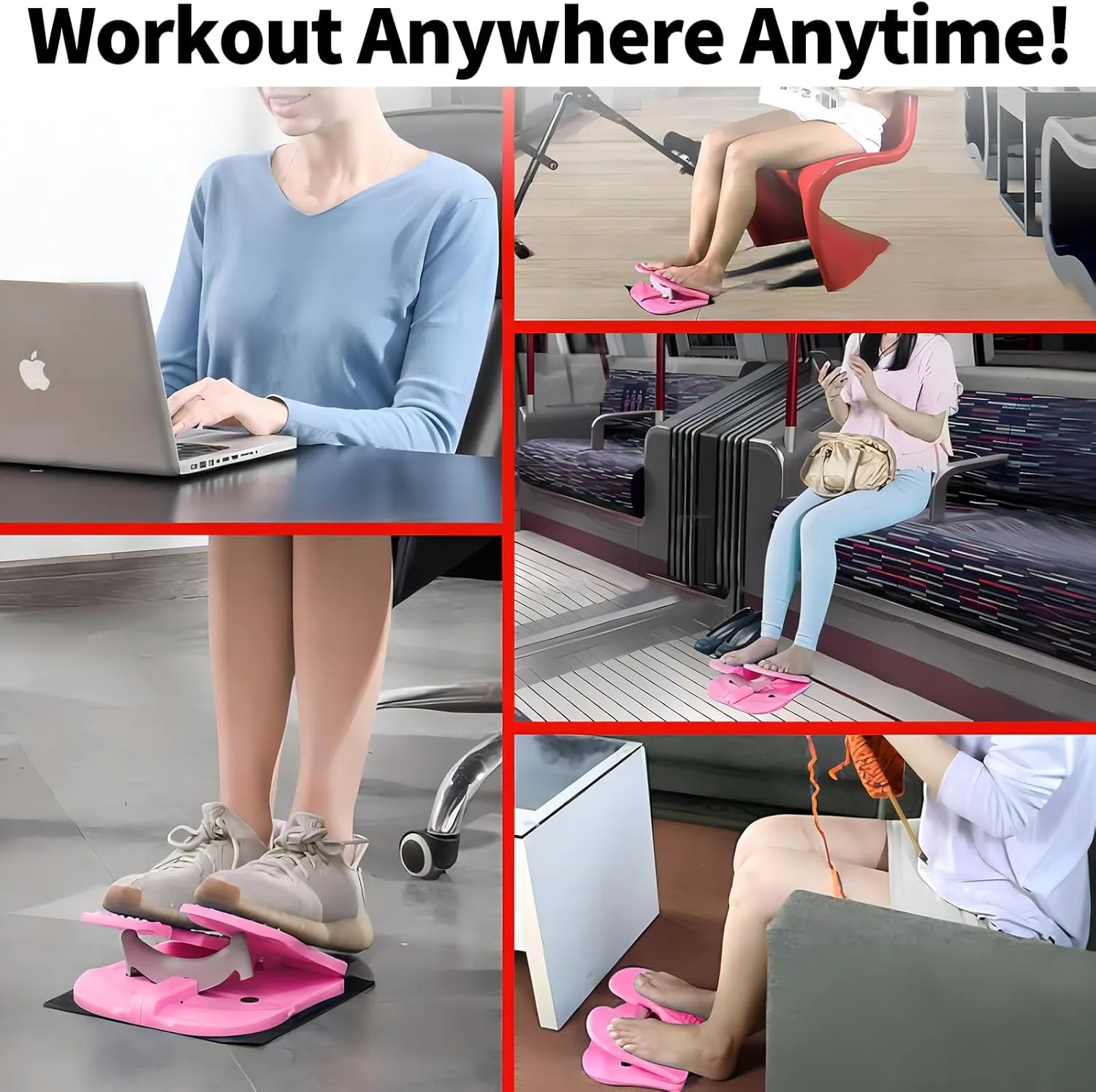 ZUFUMI Mini Foldable Leg Exerciser Portable Foot Pedal Exercise Machine GREY