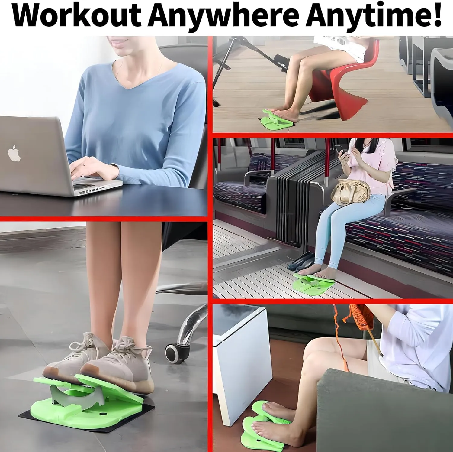 ZUFUMI Mini Foldable Leg Exerciser Portable Foot Pedal Exercise Machine GREY