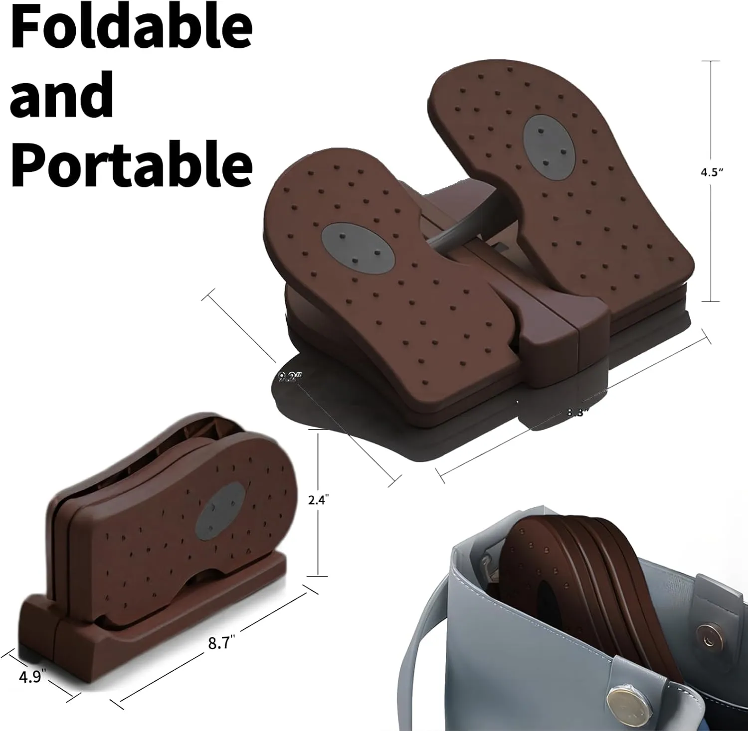 ZUFUMI Mini Foldable Leg Exerciser Portable Foot Pedal Exercise Machine GREY
