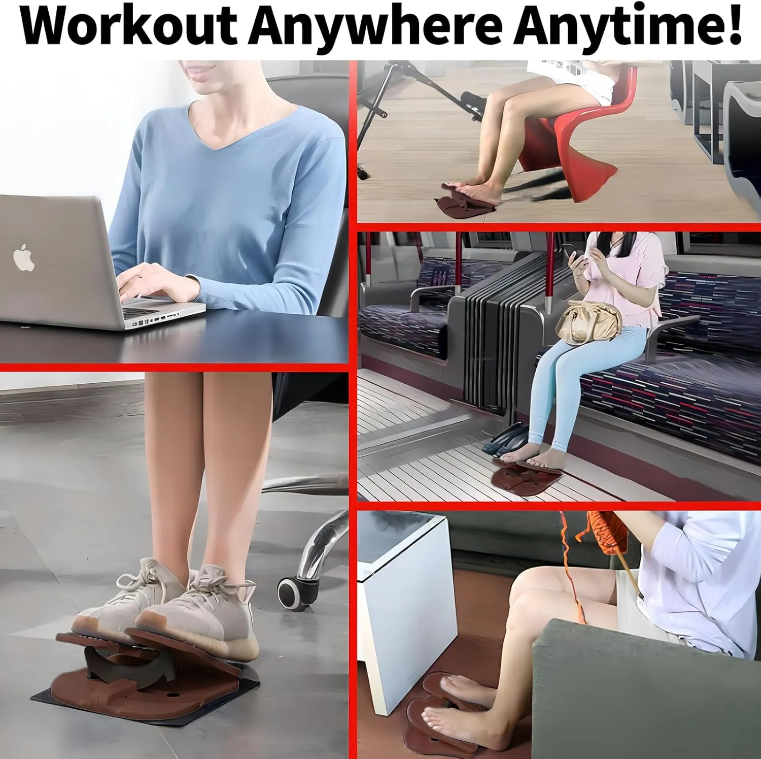 ZUFUMI Mini Foldable Leg Exerciser Portable Foot Pedal Exercise Machine GREY