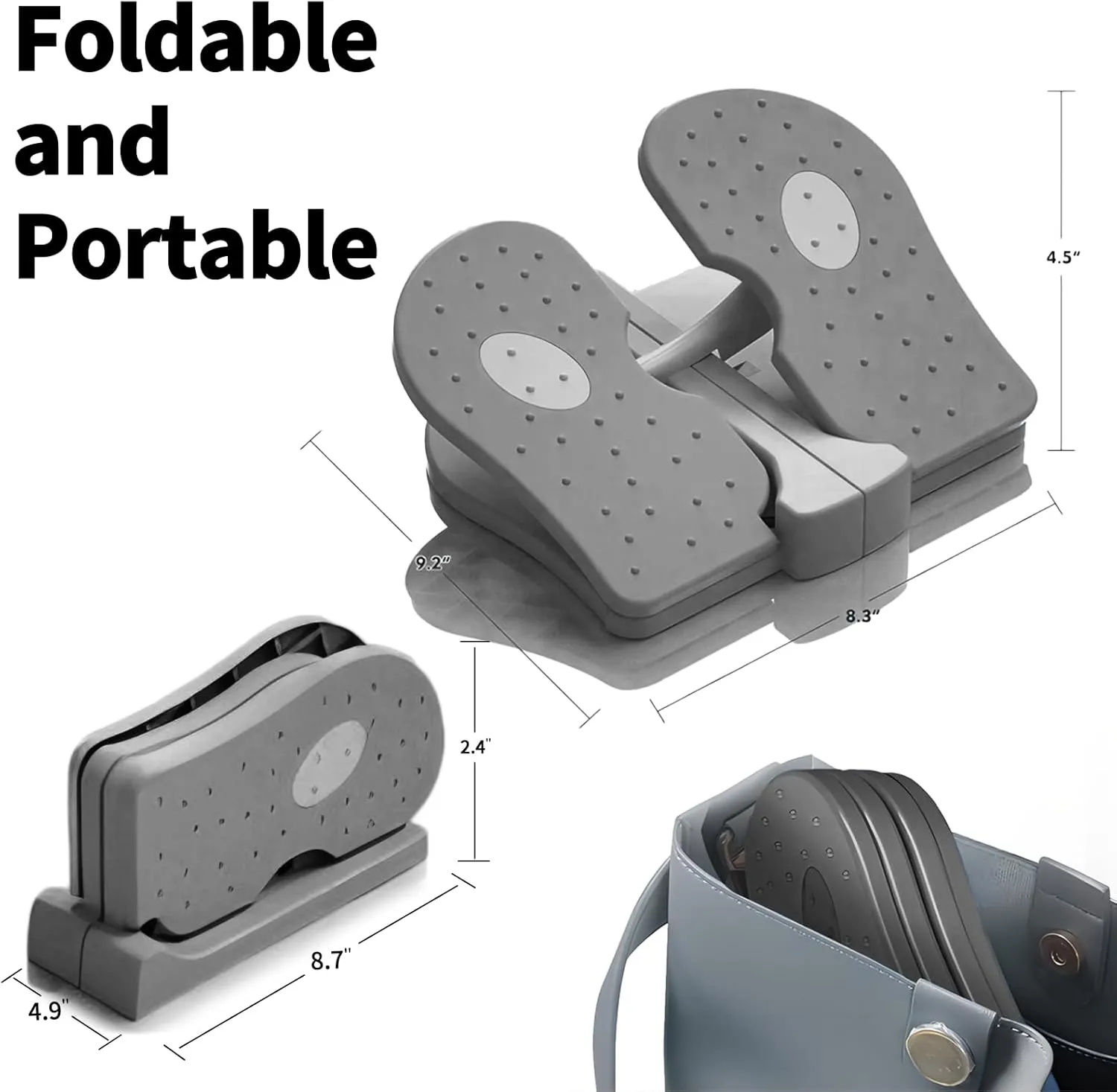 ZUFUMI Mini Foldable Leg Exerciser Portable Foot Pedal Exercise Machine GREY