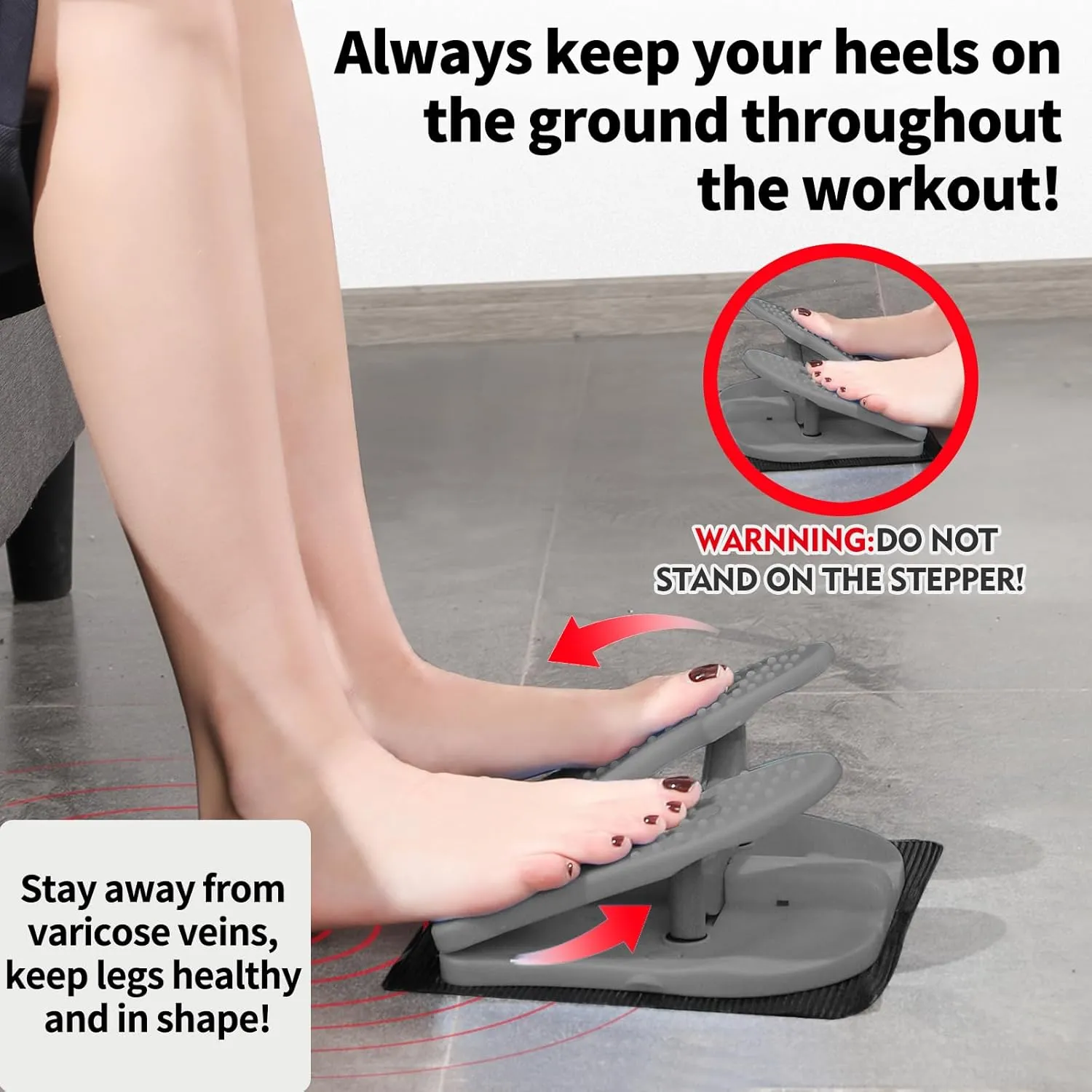 ZUFUMI Mini Foldable Leg Exerciser Portable Foot Pedal Exercise Machine GREY