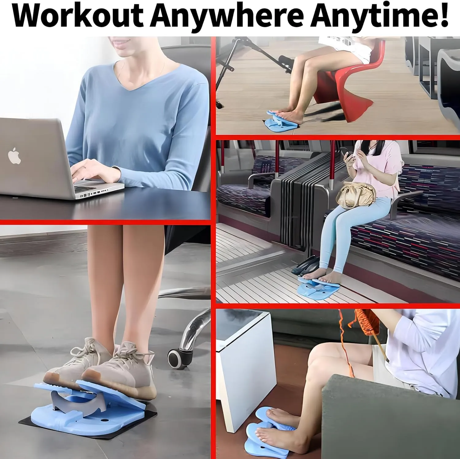 ZUFUMI Mini Foldable Leg Exerciser Portable Foot Pedal Exercise Machine GREY
