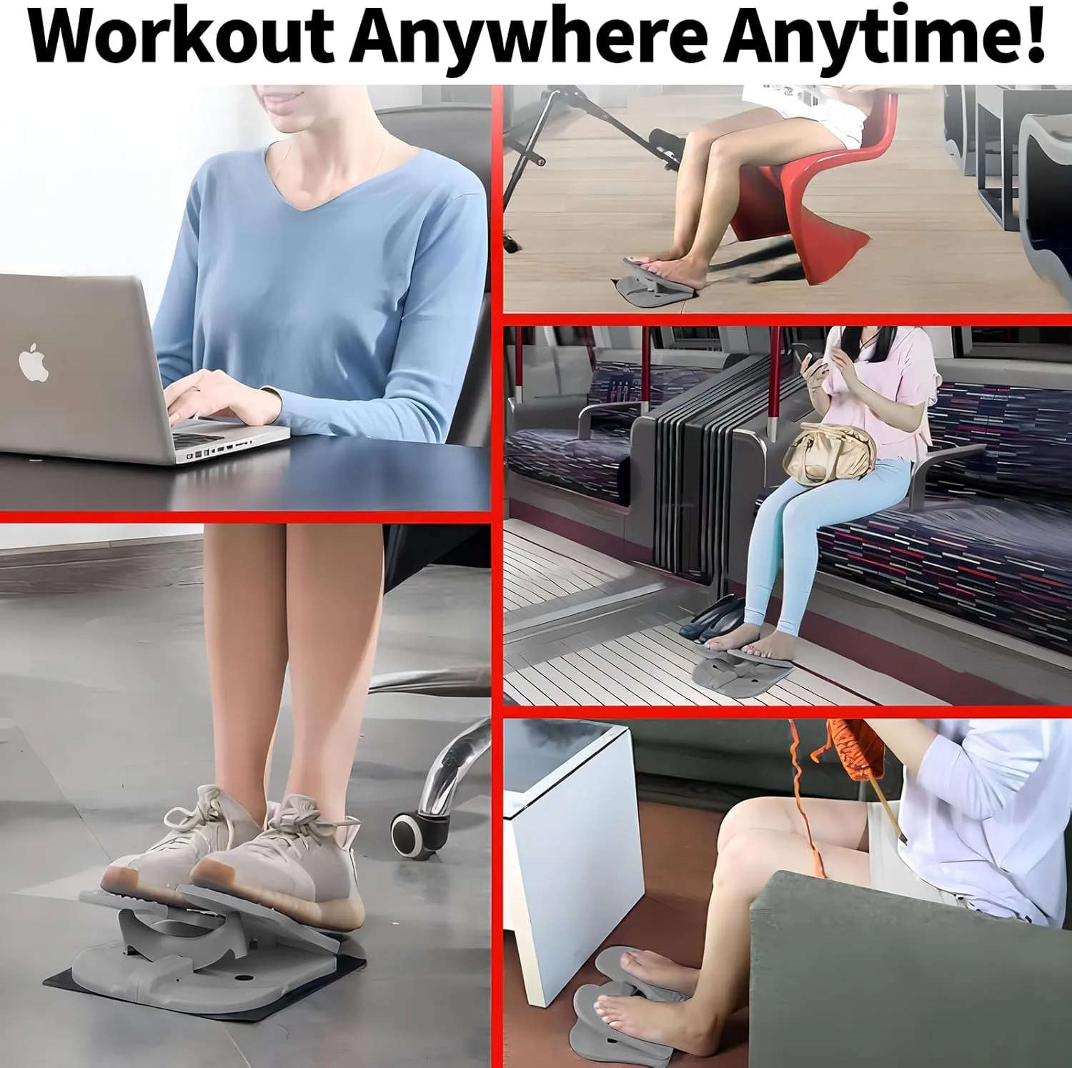 ZUFUMI Mini Foldable Leg Exerciser Portable Foot Pedal Exercise Machine GREY